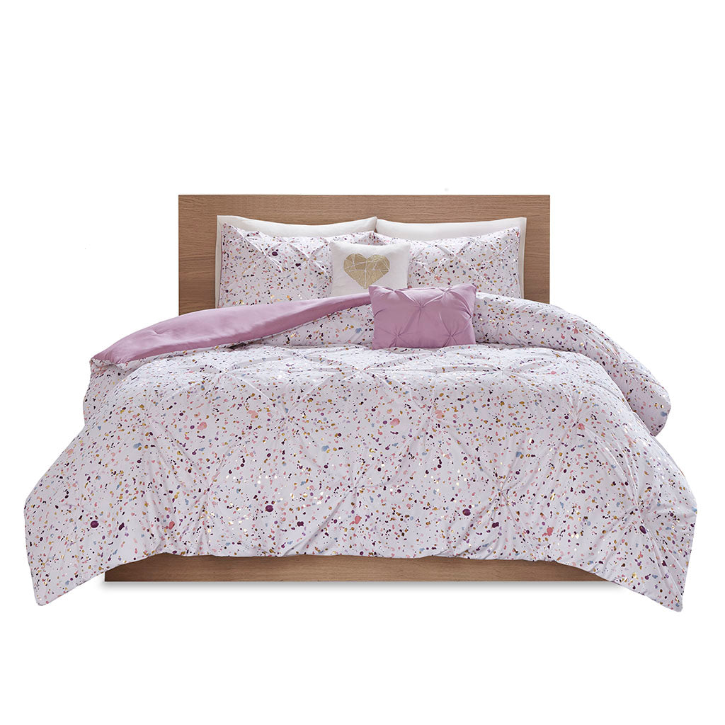 Abby Metallic Printed and Pintucked Comforter