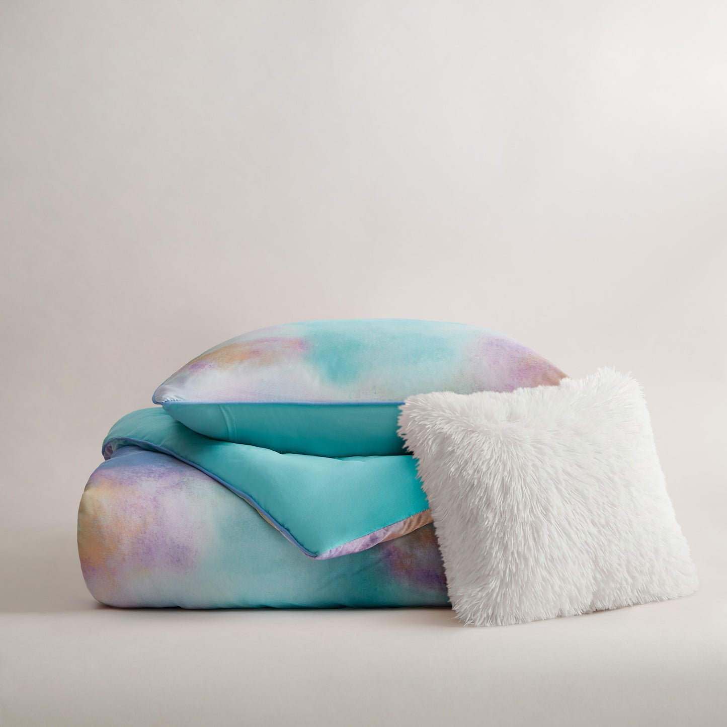 Cassiopeia Watercolor Tie Dye Printed Comforter Set with Throw Pillow