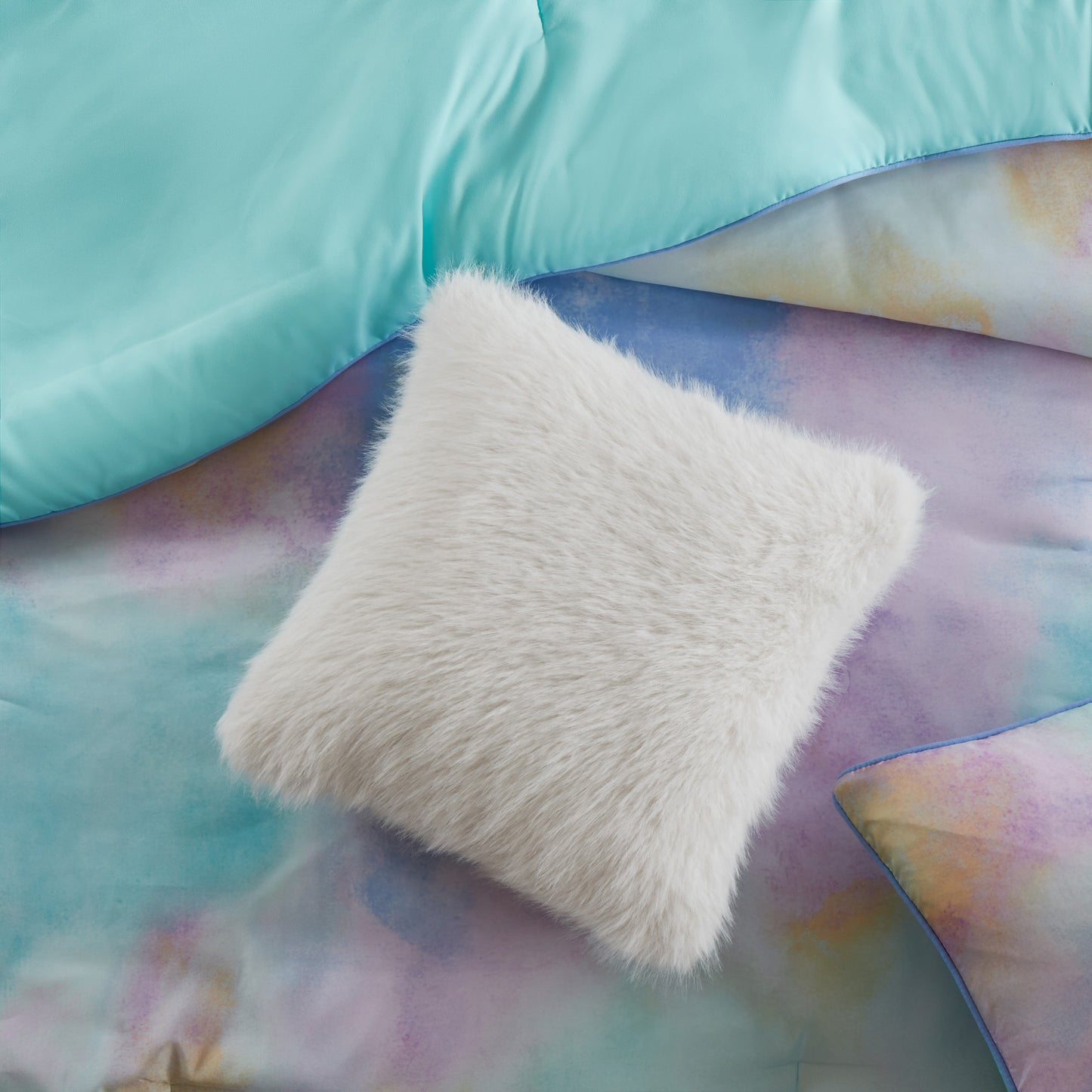 Cassiopeia Watercolor Tie Dye Printed Comforter Set with Throw Pillow