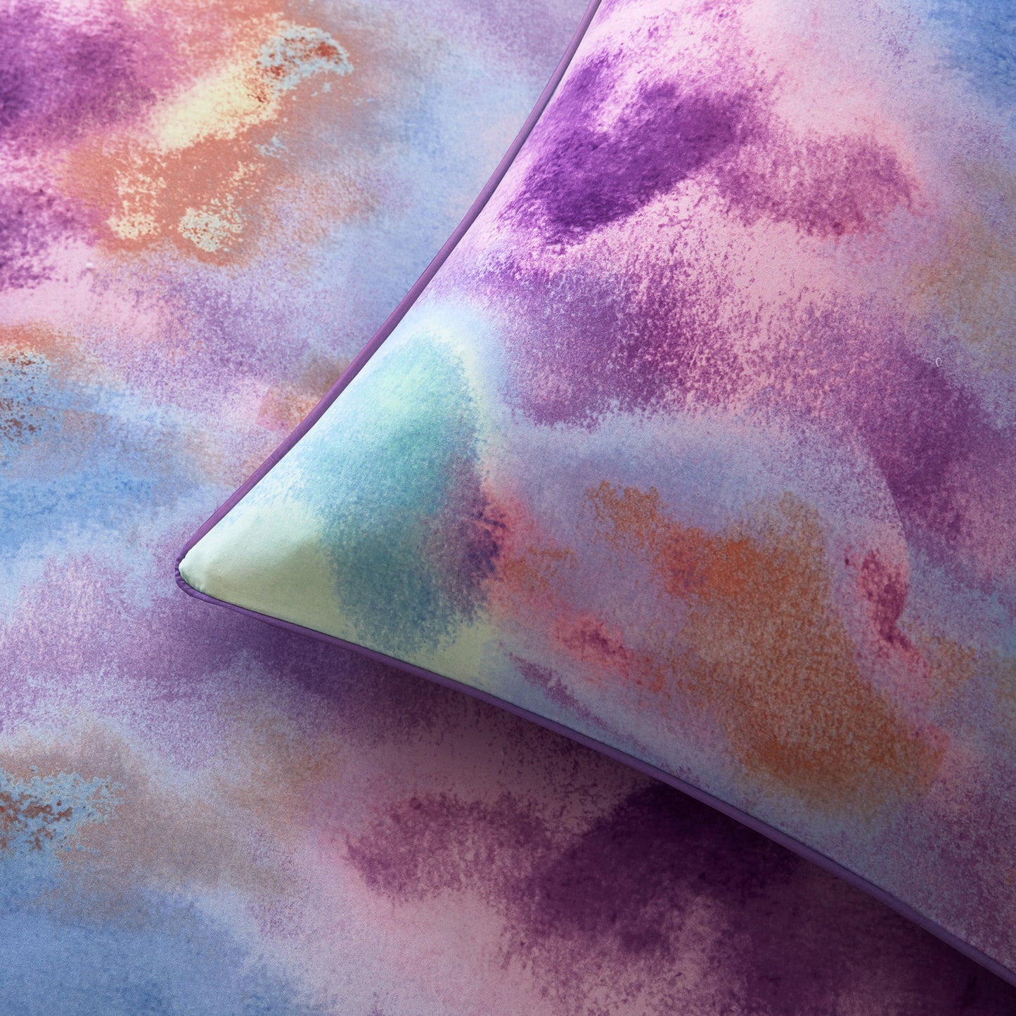 Cassiopeia Watercolor Tie Dye Printed Comforter Set with Throw Pillow