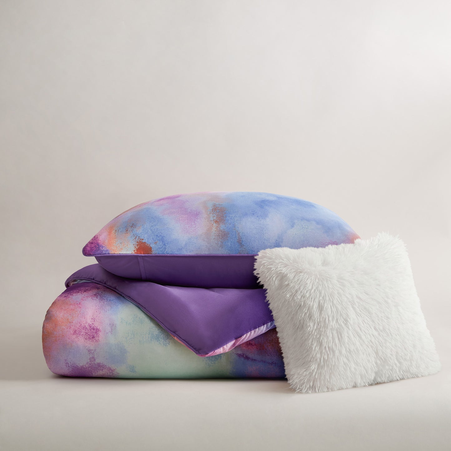 Cassiopeia Watercolor Tie Dye Printed Comforter Set with Throw Pillow