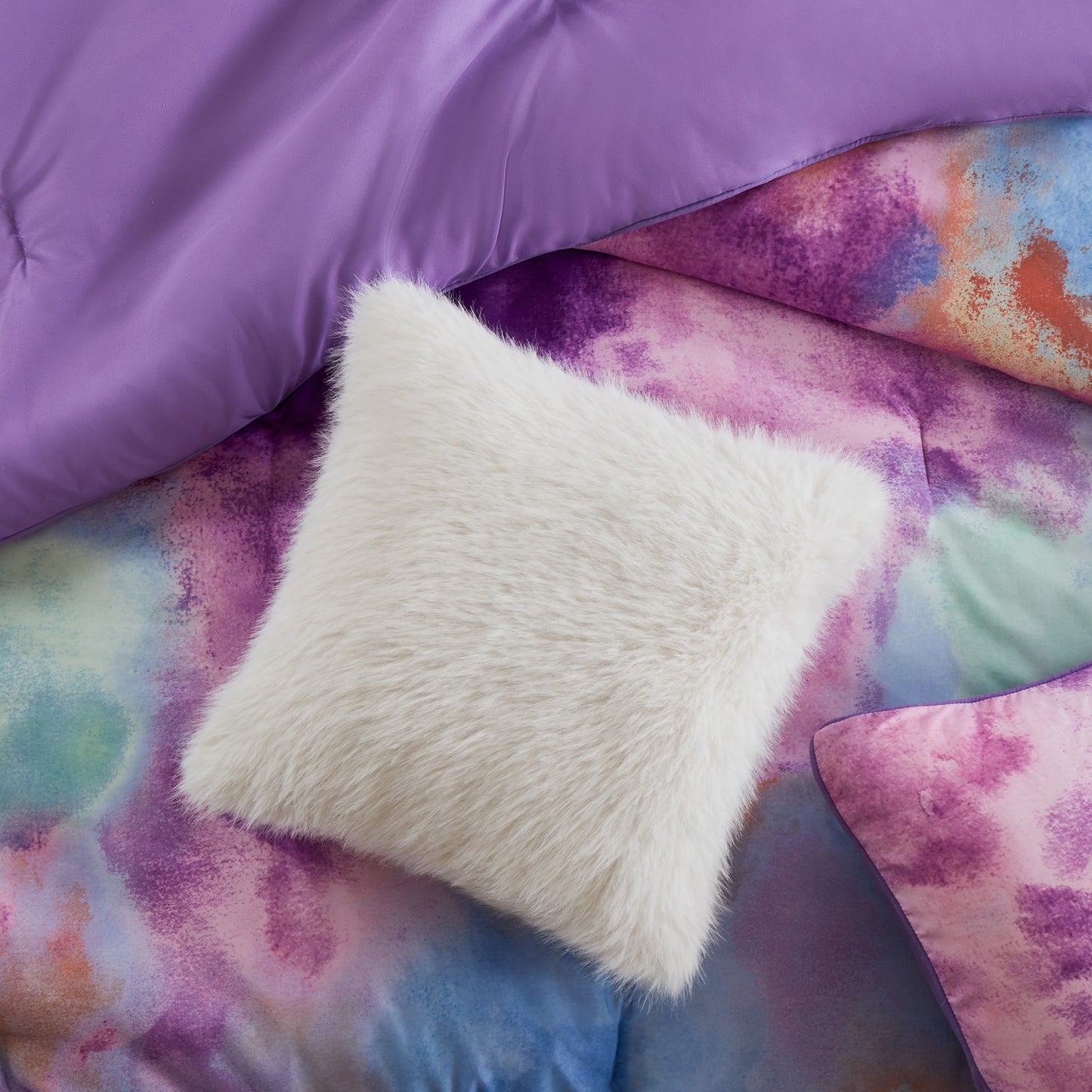 Cassiopeia Watercolor Tie Dye Printed Comforter Set with Throw Pillow
