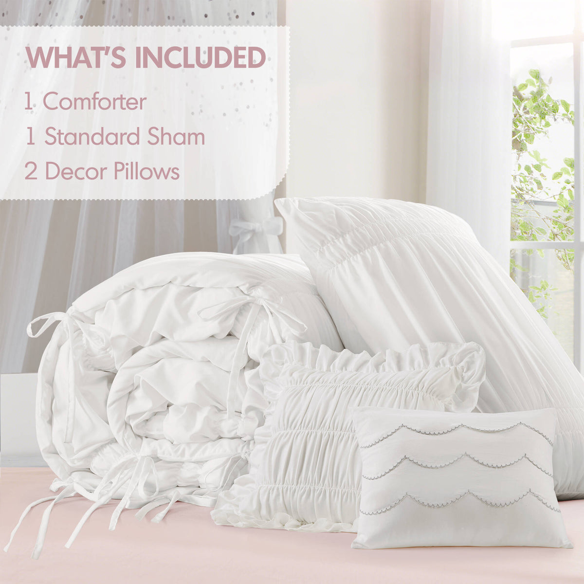 Ivy Sweet Ruched Design 4-Piece Comforter Set