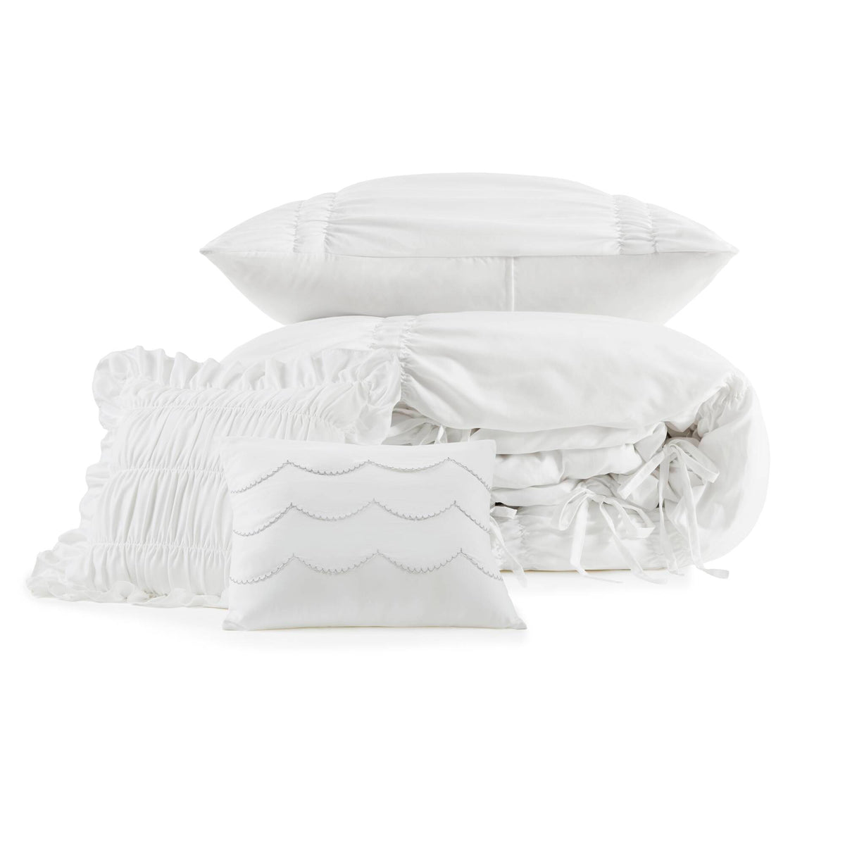 Ivy Sweet Ruched Design 4-Piece Comforter Set