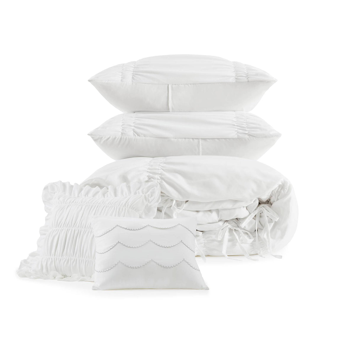 Ivy Sweet Ruched Design 4-Piece Comforter Set