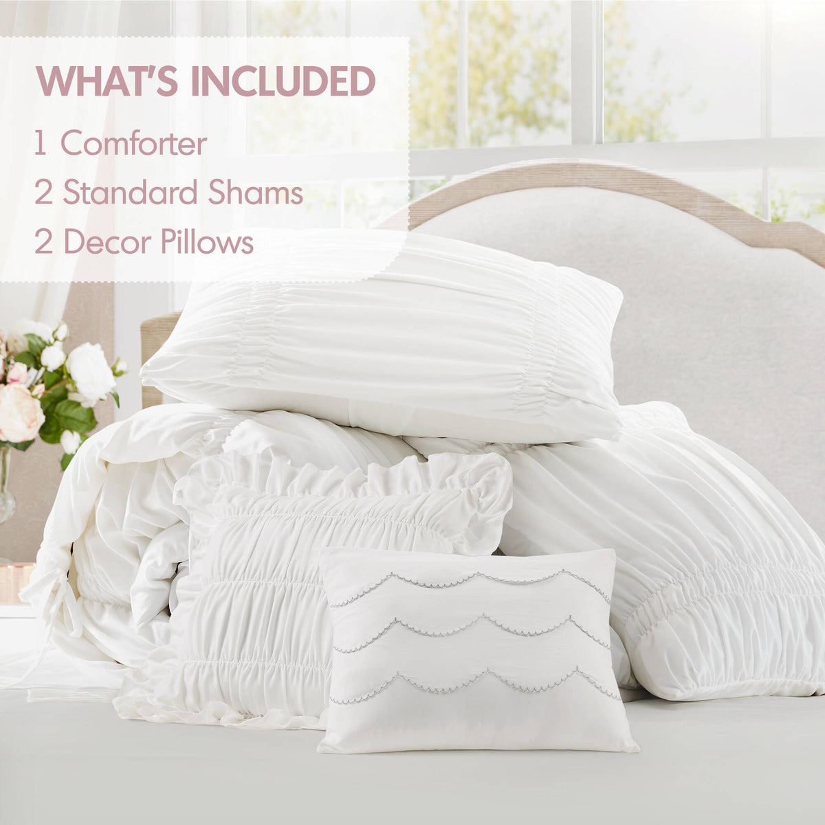 Ivy Sweet Ruched Design 4-Piece Comforter Set