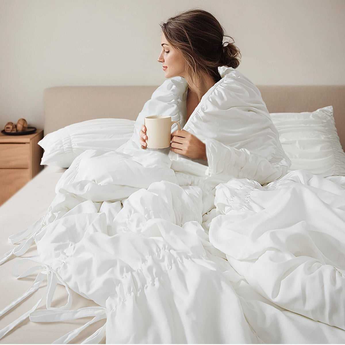 Ivy Sweet Ruched Design 4-Piece Comforter Set