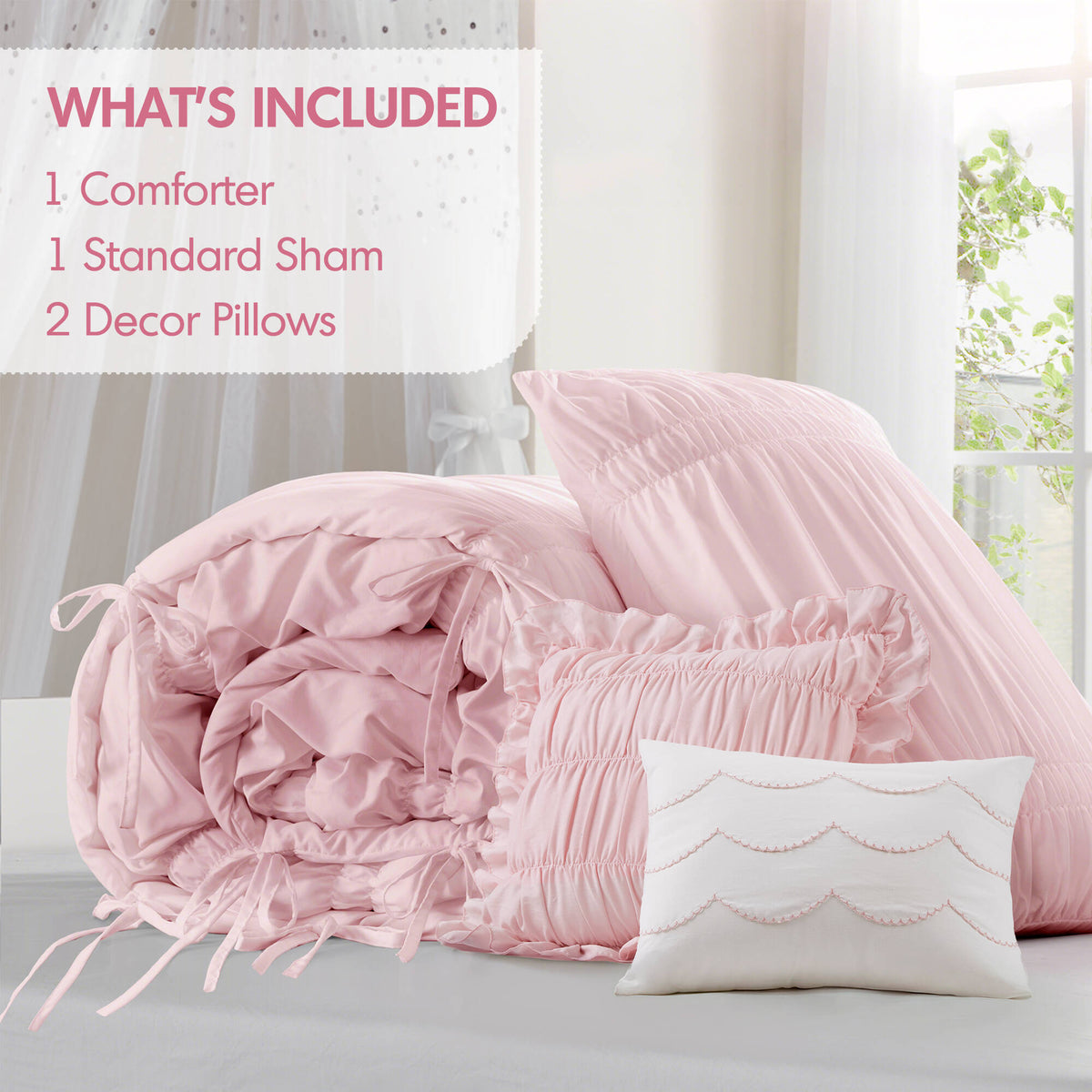 Ivy Sweet Ruched Design 4-Piece Comforter Set