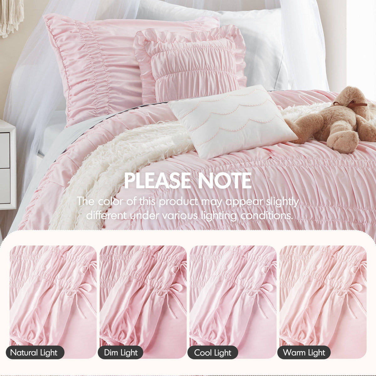 Ivy Sweet Ruched Design 4-Piece Comforter Set