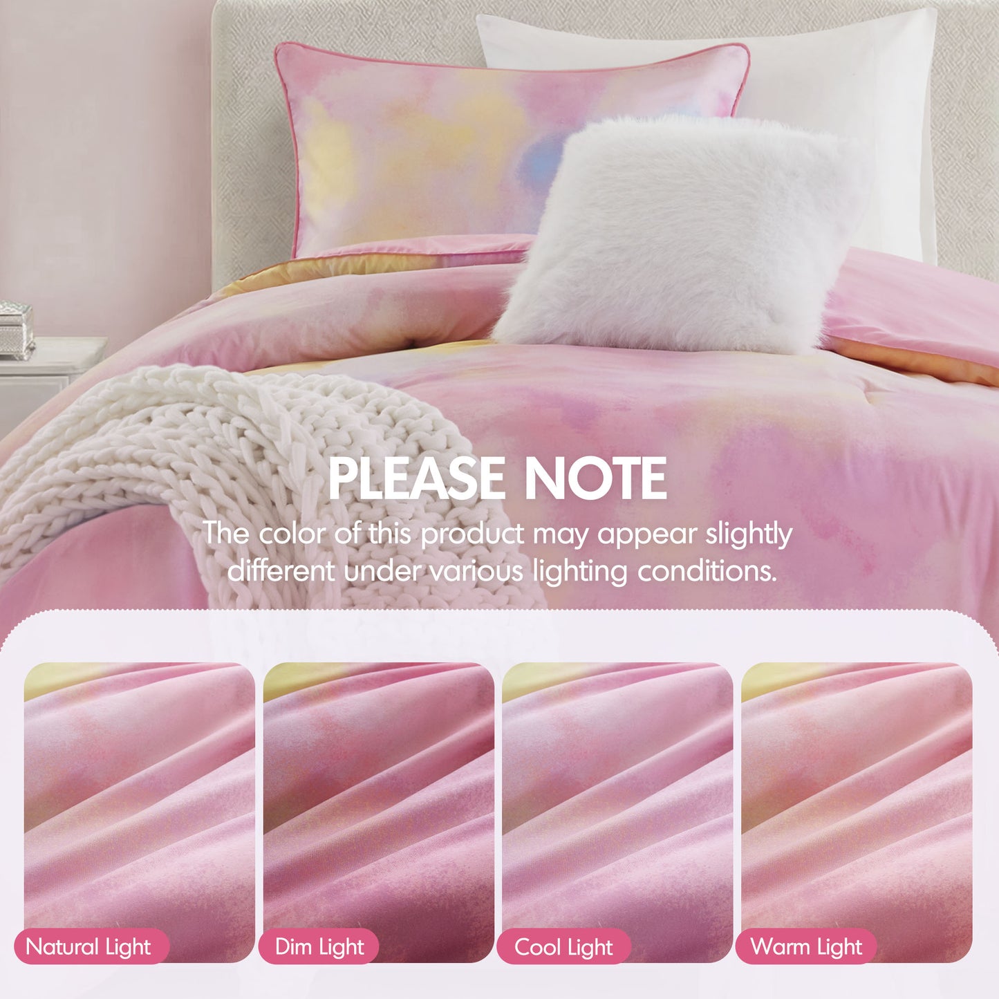 Cassiopeia Watercolor Tie Dye Printed Comforter Set with Throw Pillow