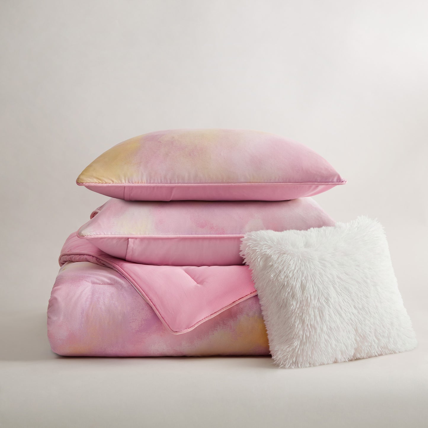 Cassiopeia Watercolor Tie Dye Printed Comforter Set with Throw Pillow