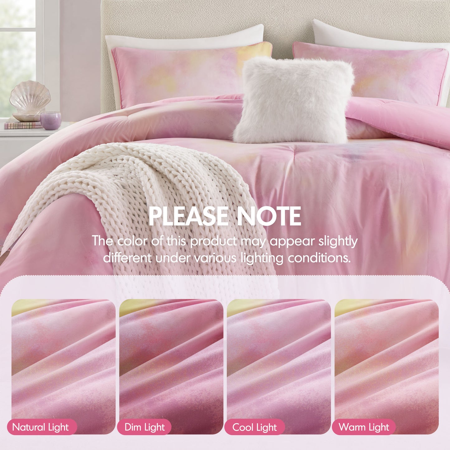 Cassiopeia Watercolor Tie Dye Printed Comforter Set with Throw Pillow