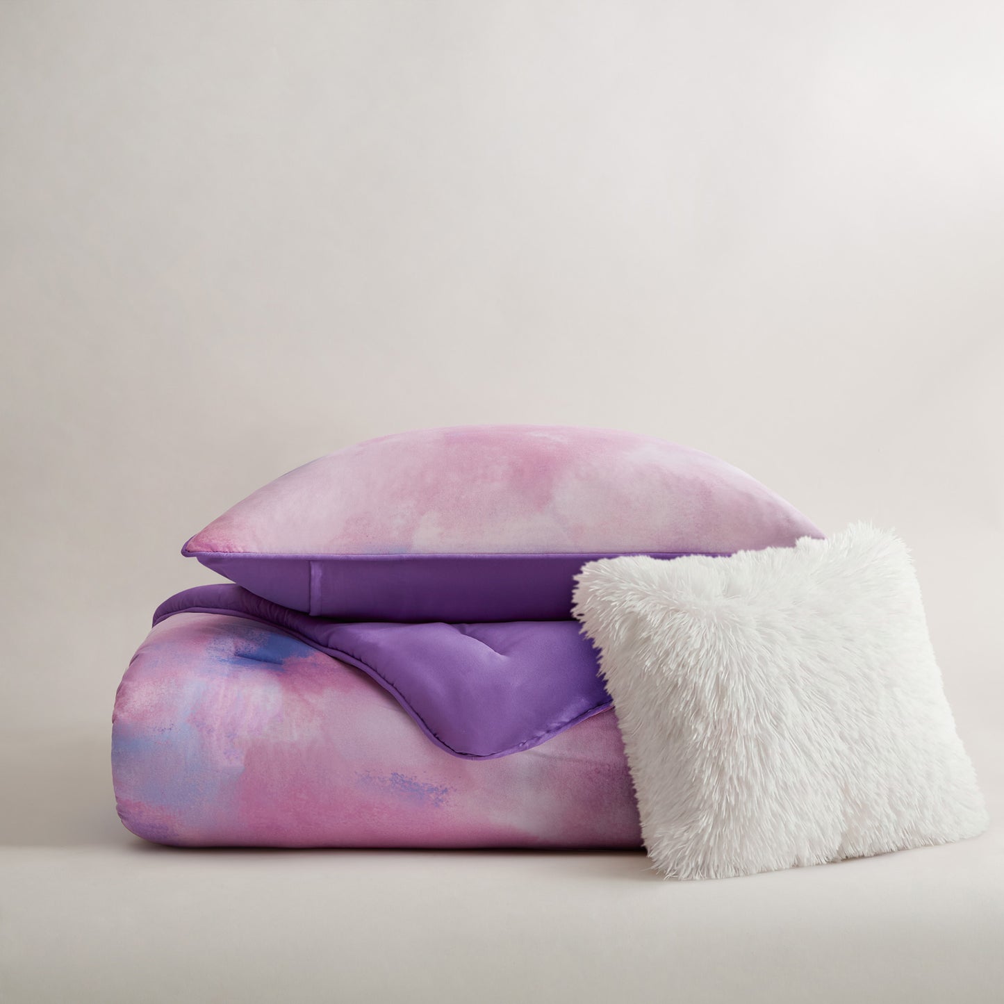 Cassiopeia Watercolor Tie Dye Printed Comforter Set with Throw Pillow