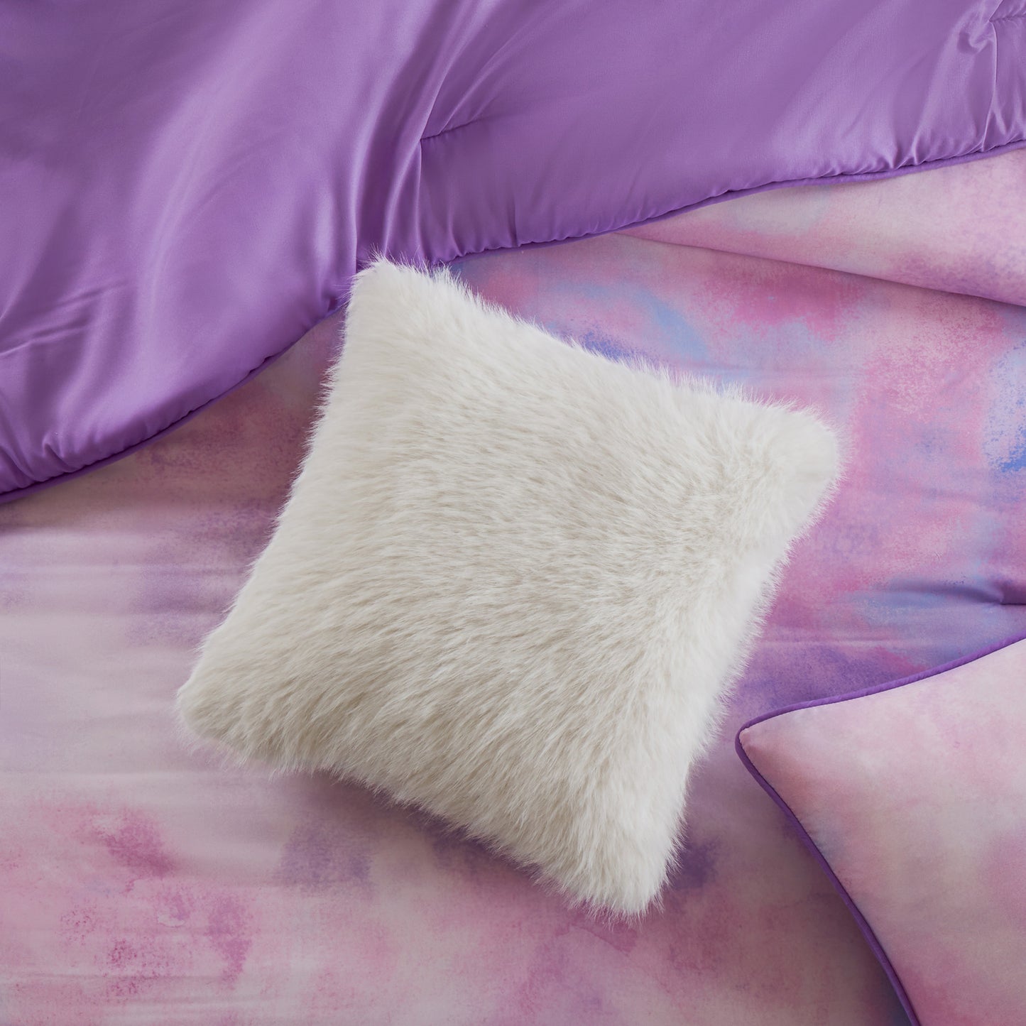 Cassiopeia Watercolor Tie Dye Printed Comforter Set with Throw Pillow