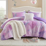 Cassiopeia Watercolor Tie Dye Printed Comforter Set with Throw Pillow