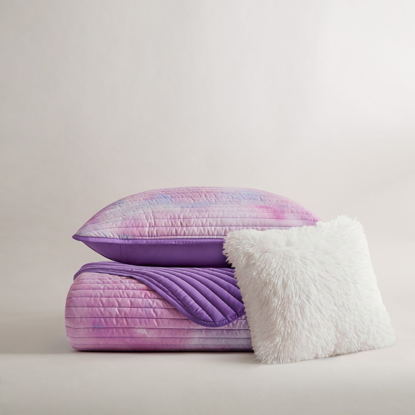 Cassiopeia Watercolor Tie Dye Printed Quilt Set with Throw Pillow