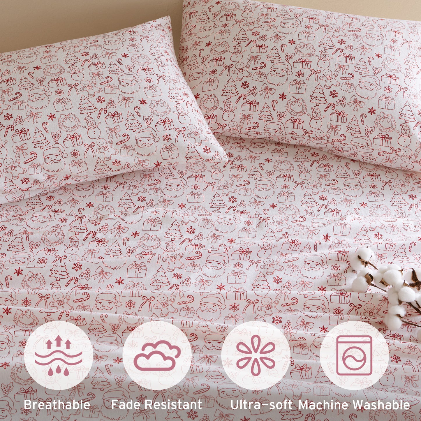 Cozy Soft 100% Cotton Flannel Pigment Printed Sheet Set
