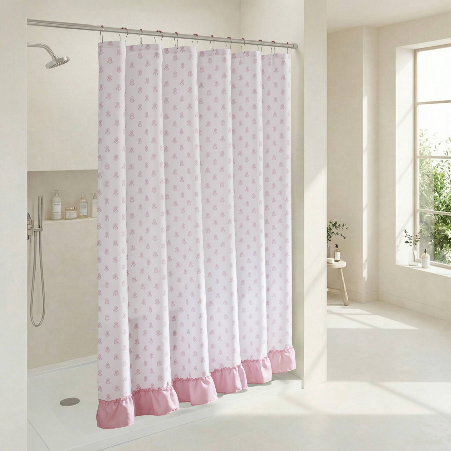 Savanna Floral Ruffle Shower Curtain Set