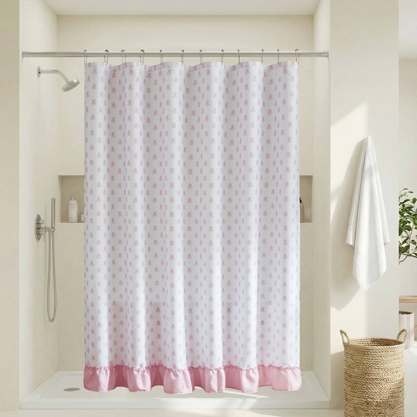 Savanna Floral Ruffle Shower Curtain Set