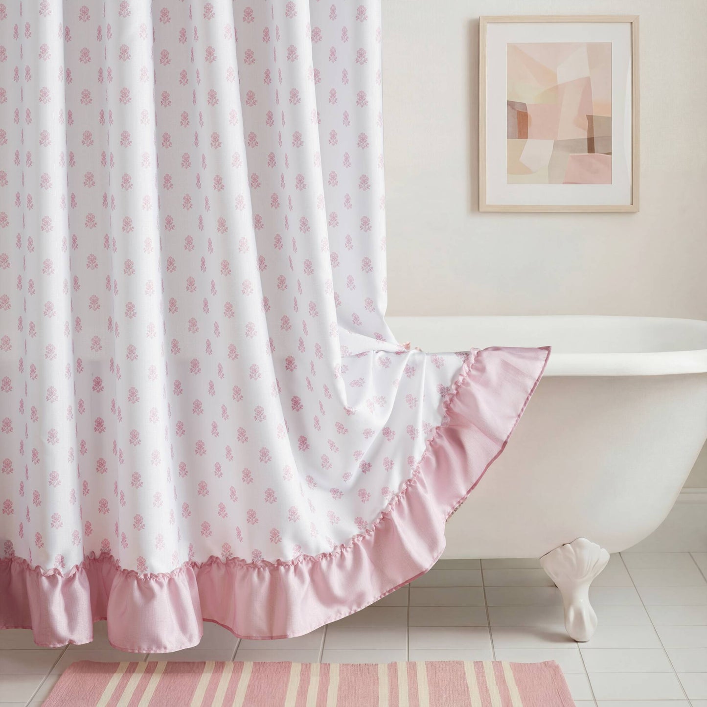 Savanna Floral Ruffle Shower Curtain Set