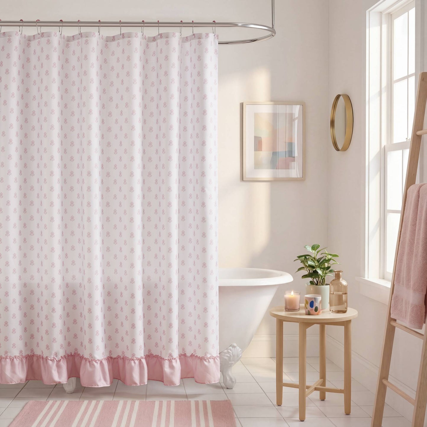 Savanna Floral Ruffle Shower Curtain Set