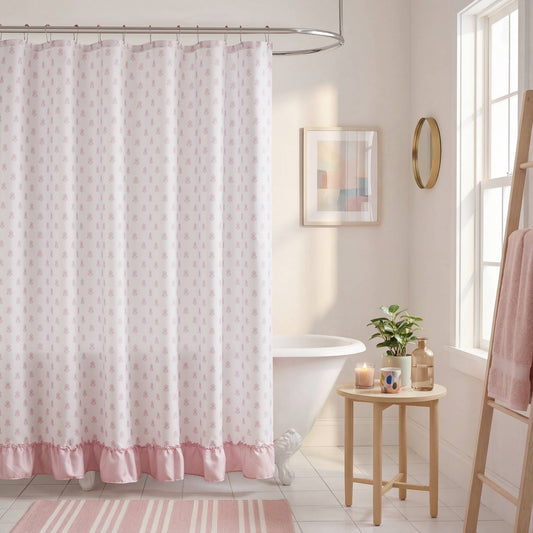Savanna Floral Ruffle Shower Curtain Set