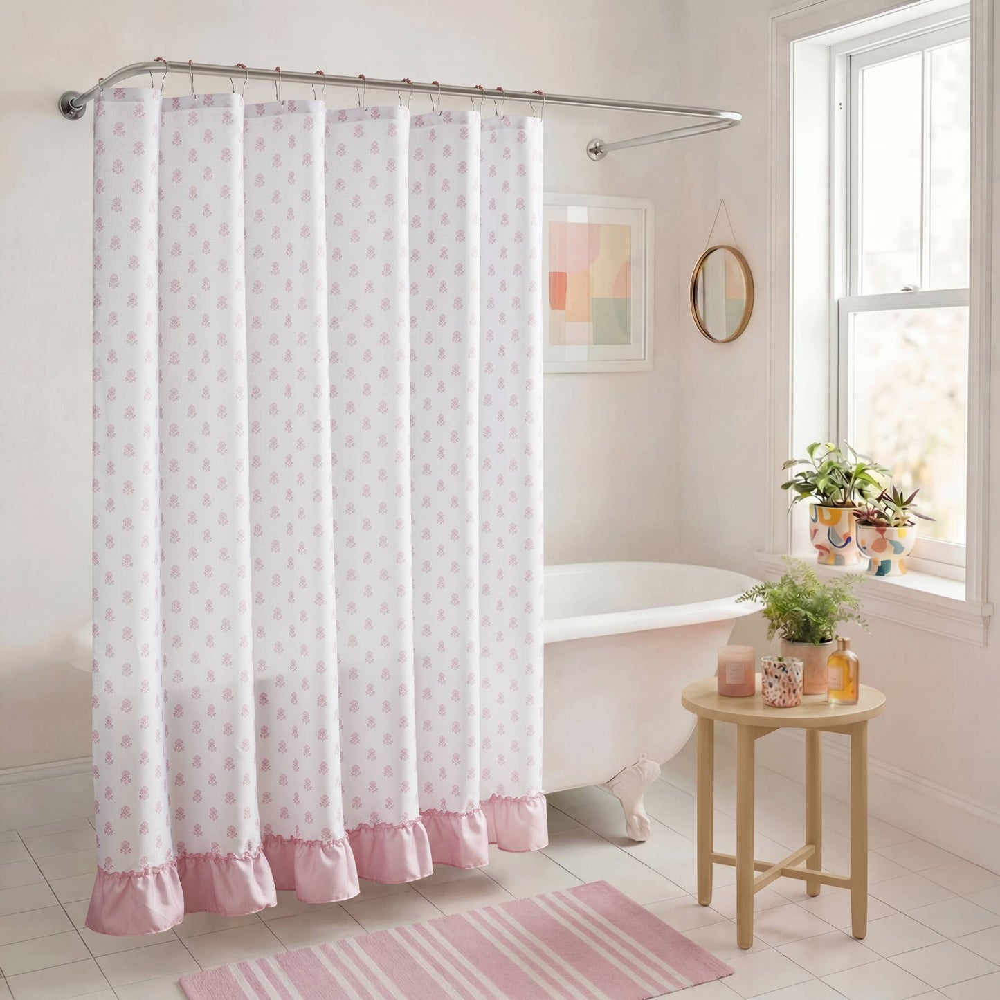 Savanna Floral Ruffle Shower Curtain Set