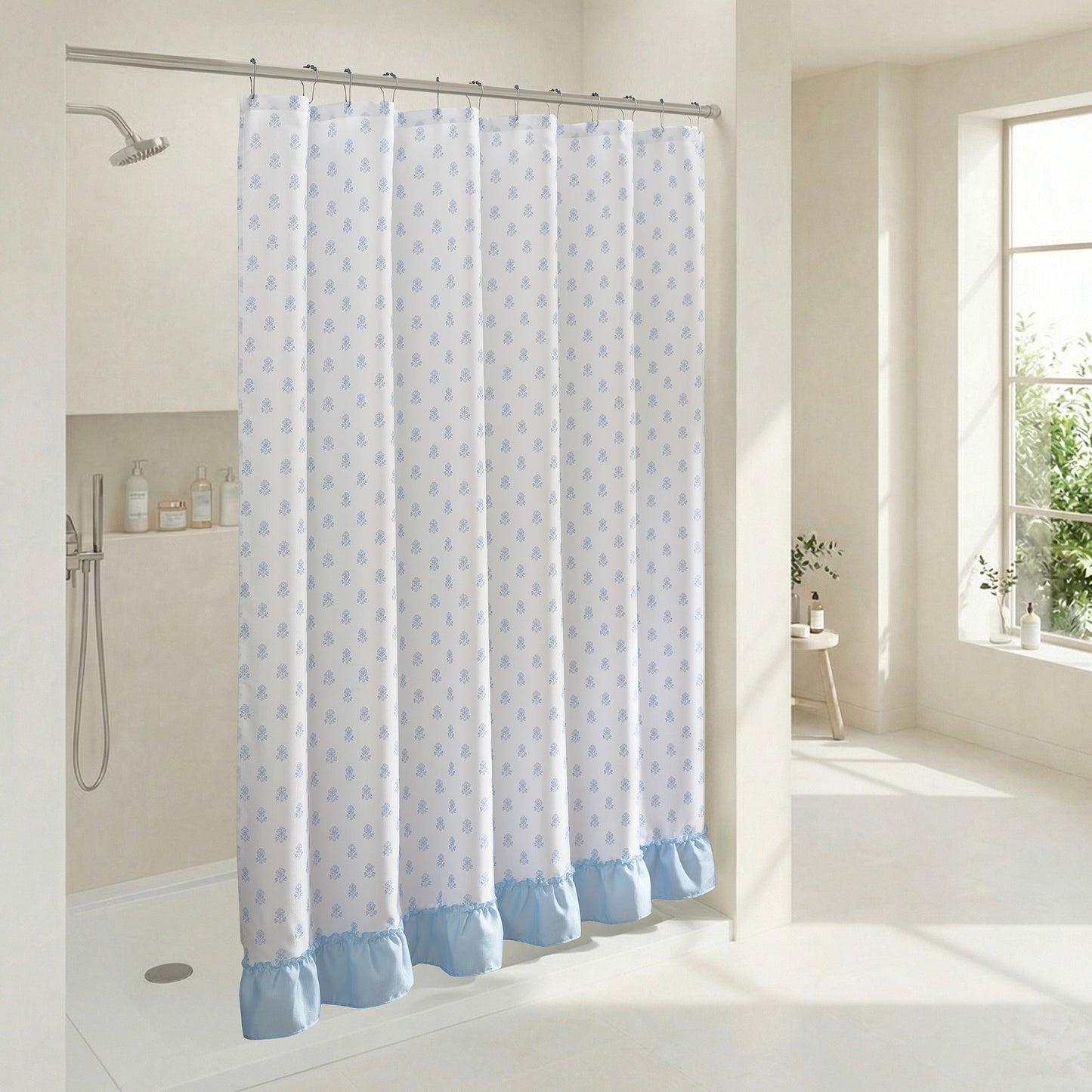 Savanna Floral Ruffle Shower Curtain Set