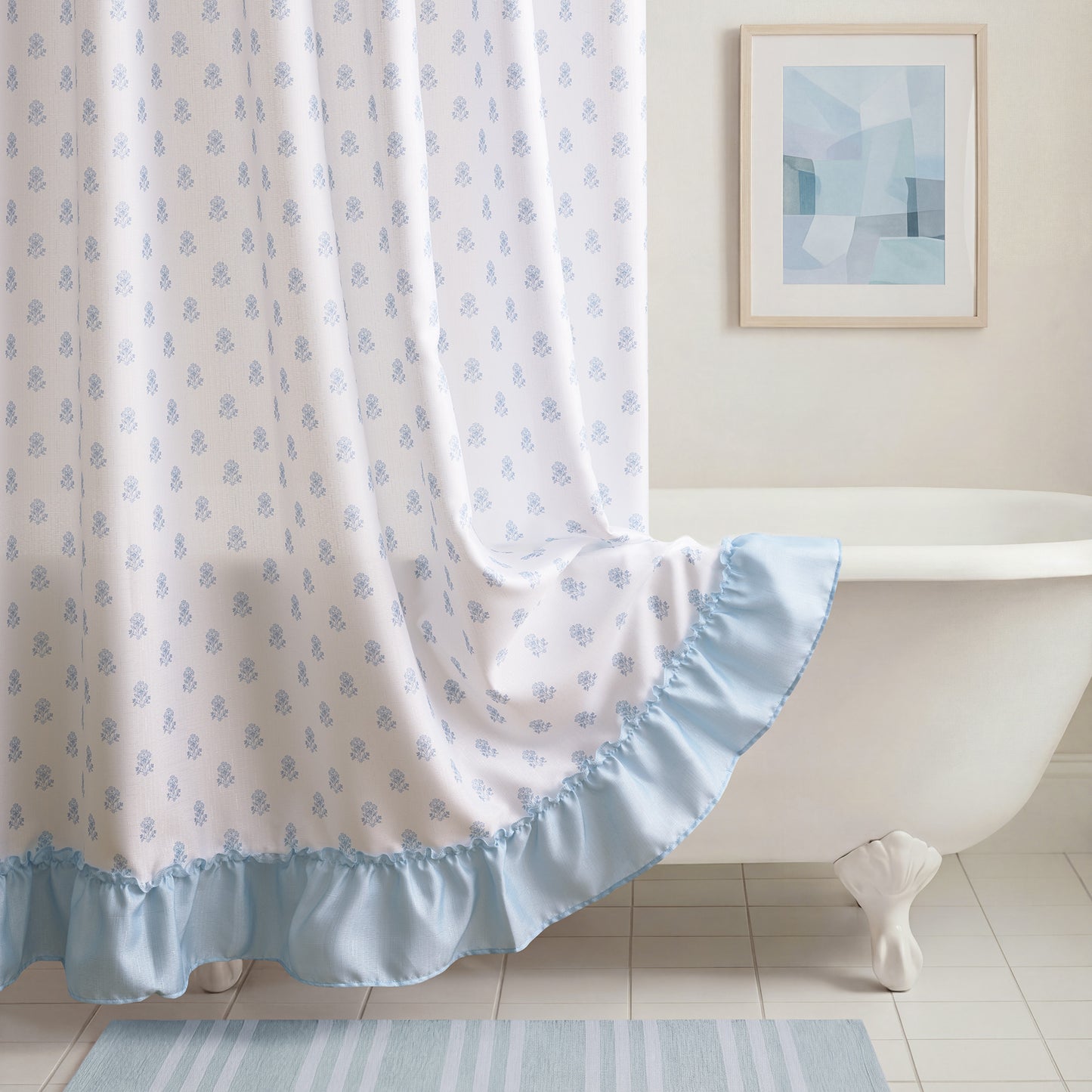 Savanna Floral Ruffle Shower Curtain Set