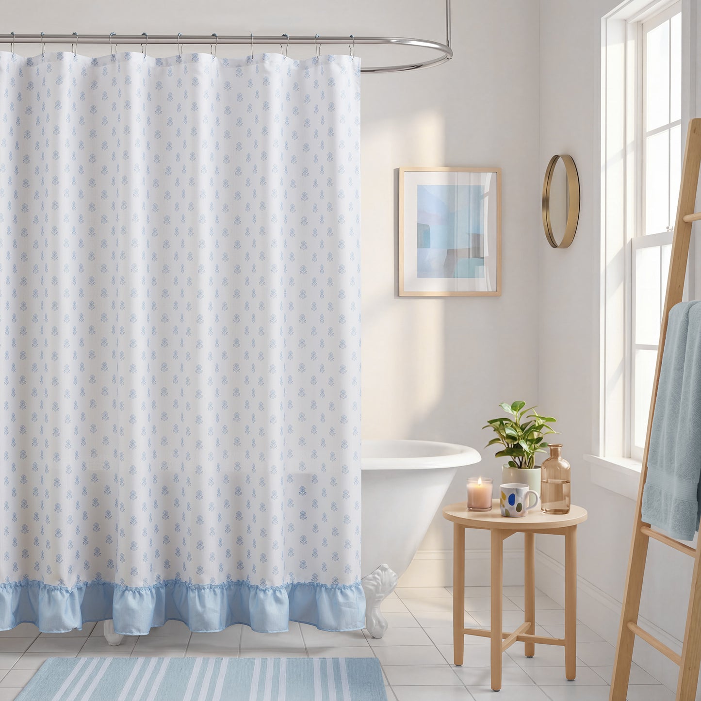 Savanna Floral Ruffle Shower Curtain Set