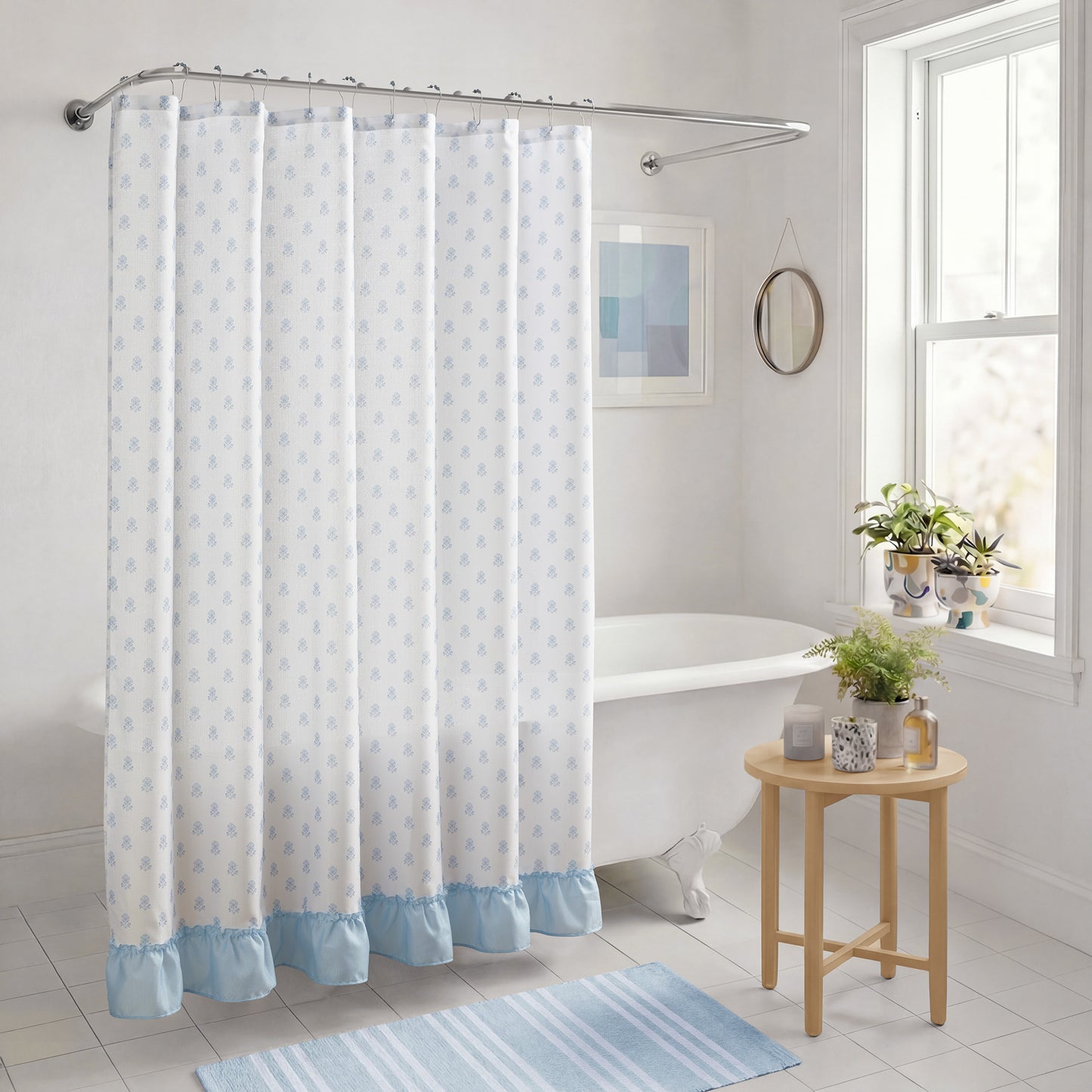 Savanna Floral Ruffle Shower Curtain Set