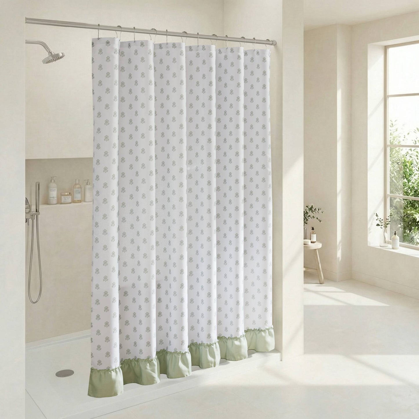 Savanna Floral Ruffle Shower Curtain Set