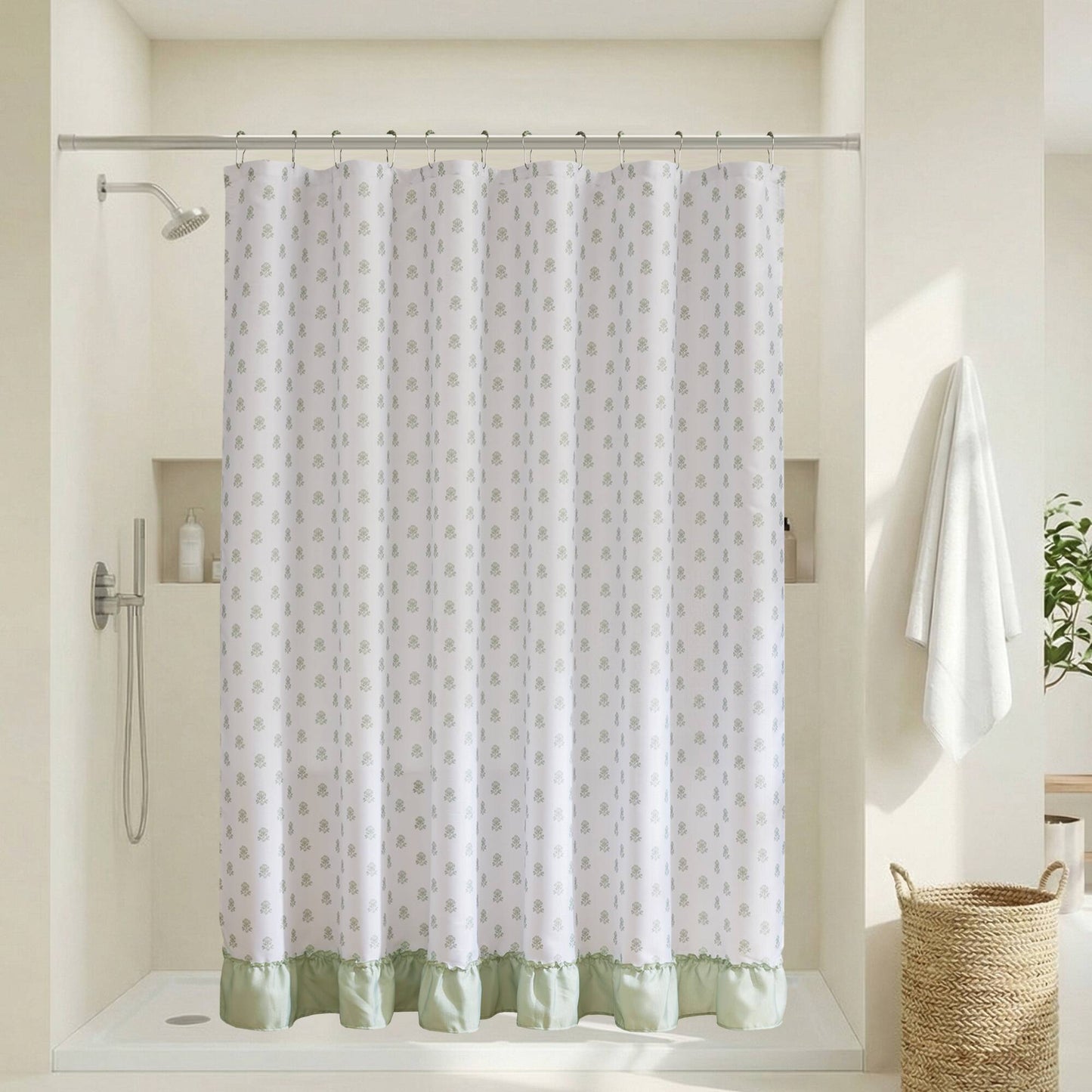 Savanna Floral Ruffle Shower Curtain Set