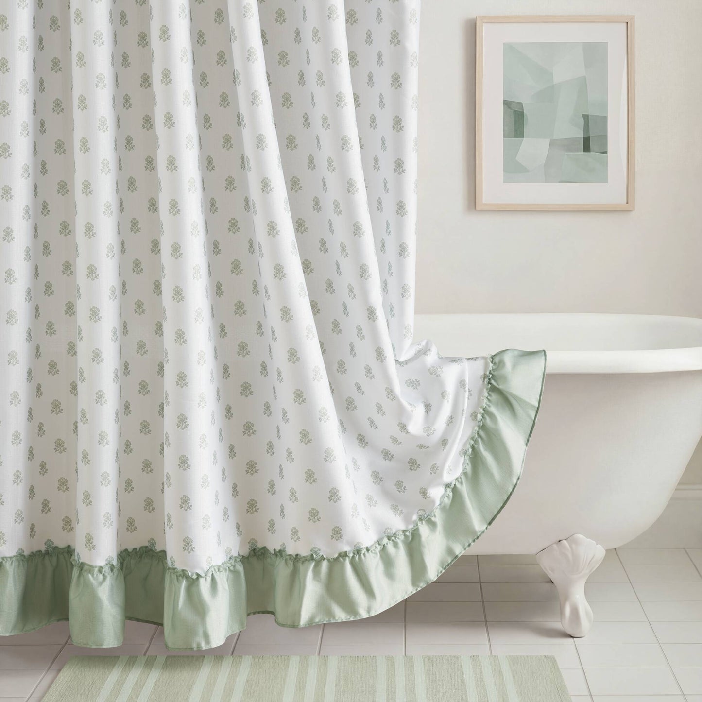 Savanna Floral Ruffle Shower Curtain Set