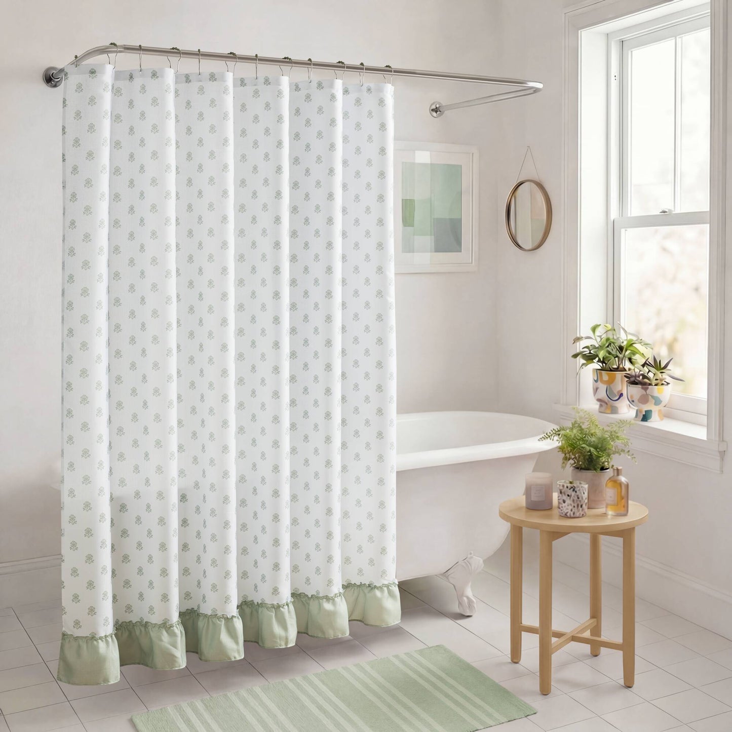 Savanna Floral Ruffle Shower Curtain Set