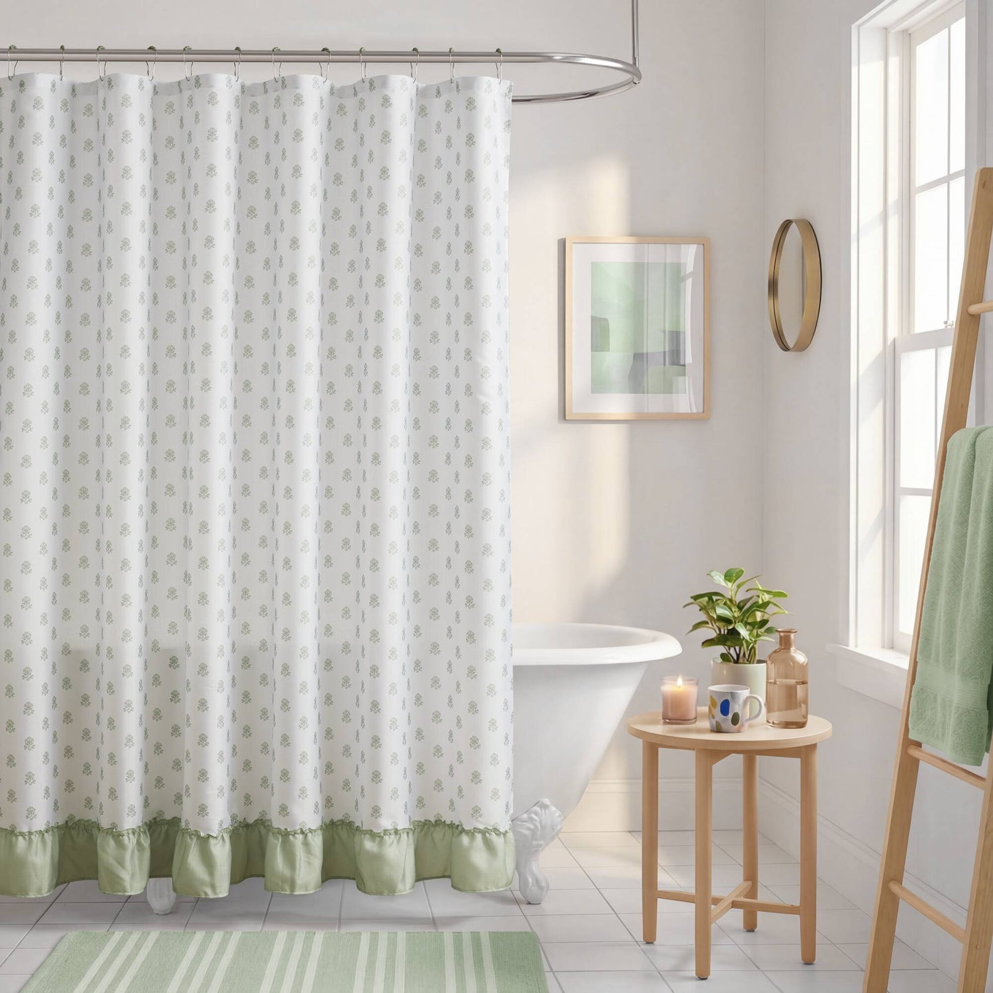 Savanna Floral Ruffle Shower Curtain Set