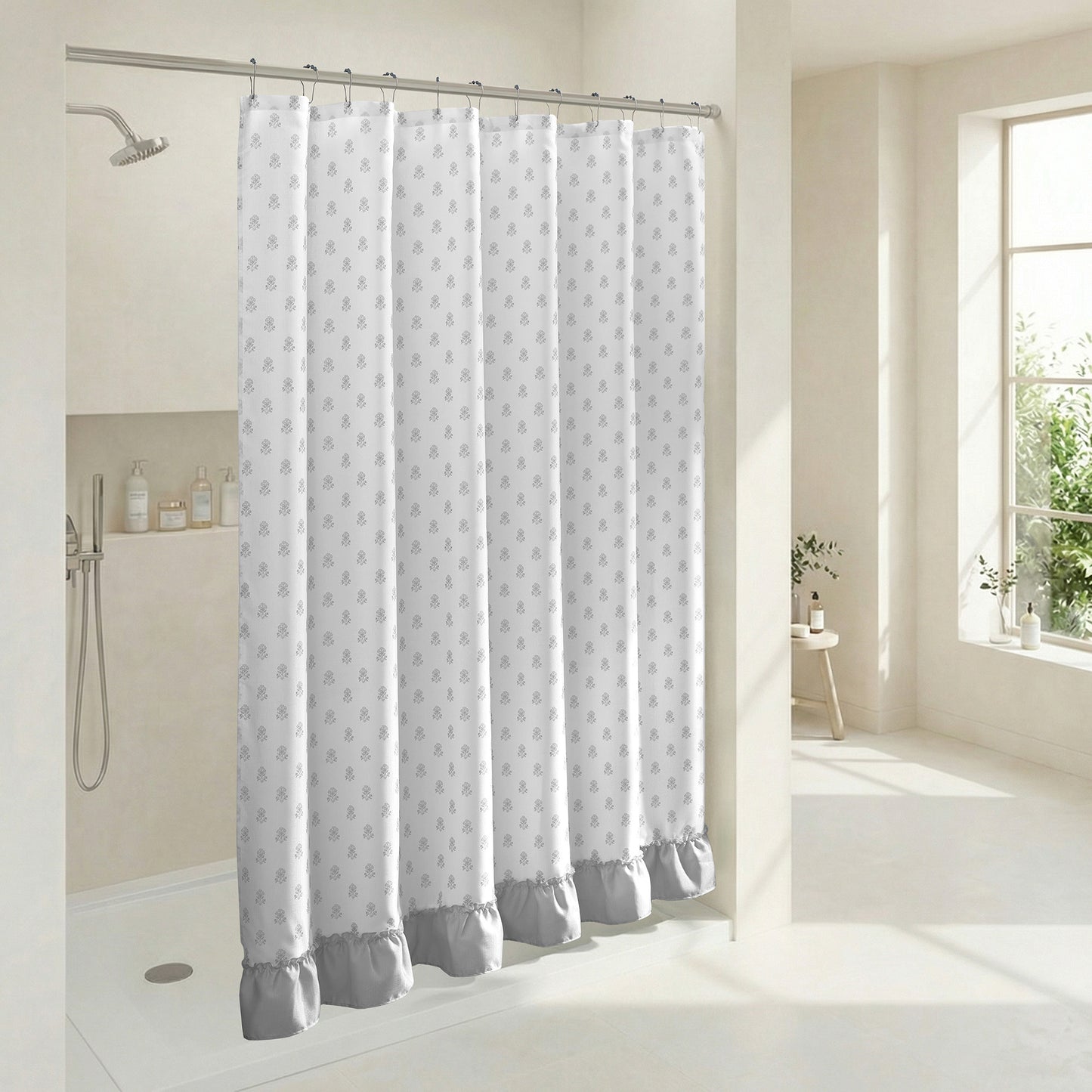 Savanna Floral Ruffle Shower Curtain Set