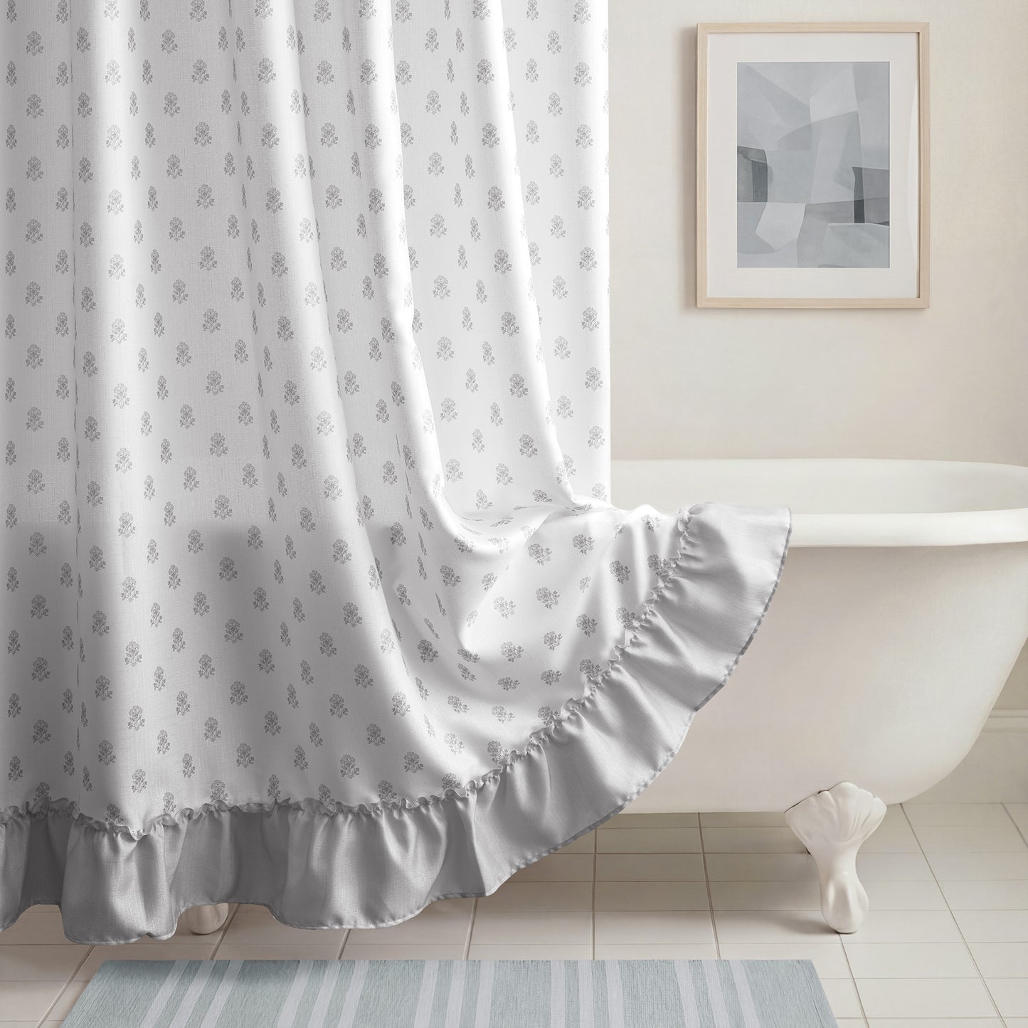 Savanna Floral Ruffle Shower Curtain Set