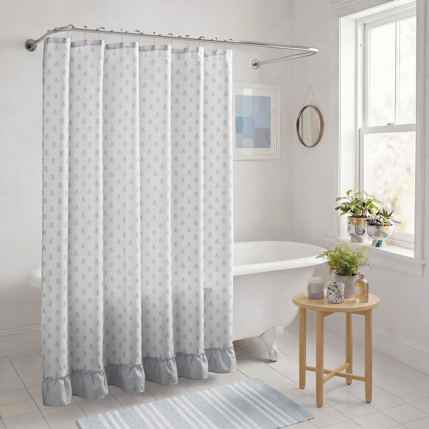Savanna Floral Ruffle Shower Curtain Set