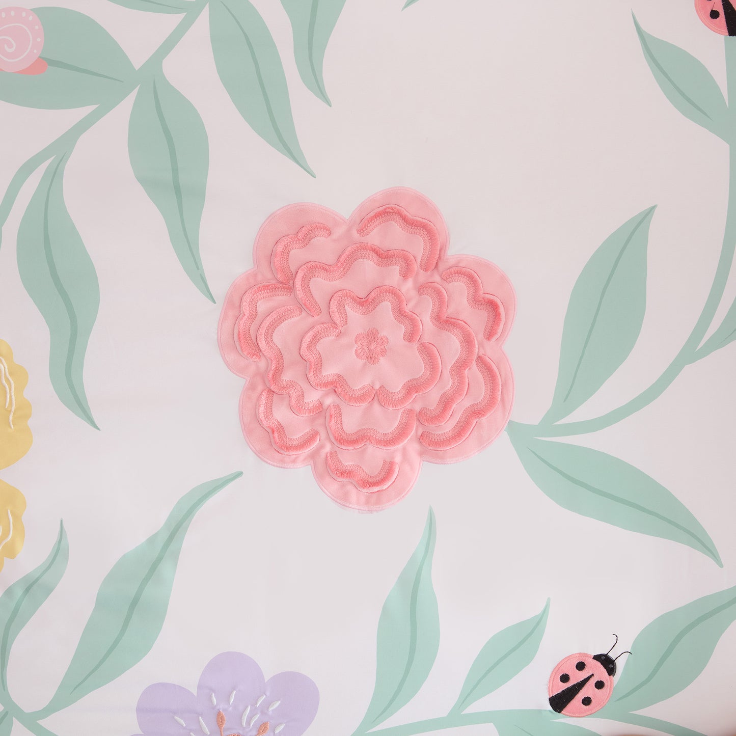 Floral Fringe Trimmed Plush Embroidery Comforter Set (with Embroidered Decorative Pillow)