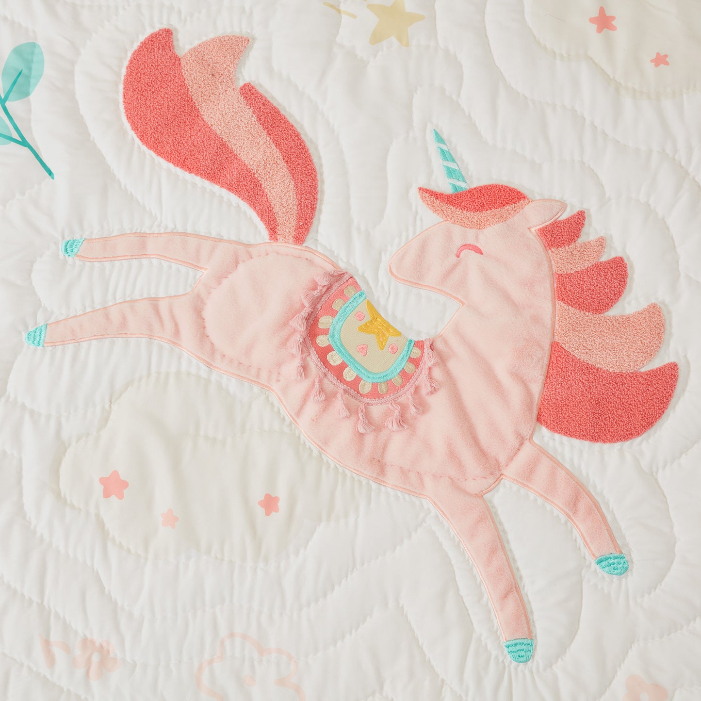 Unicorn Dream Plush Detail 3D Hand-stitched Quilt Set