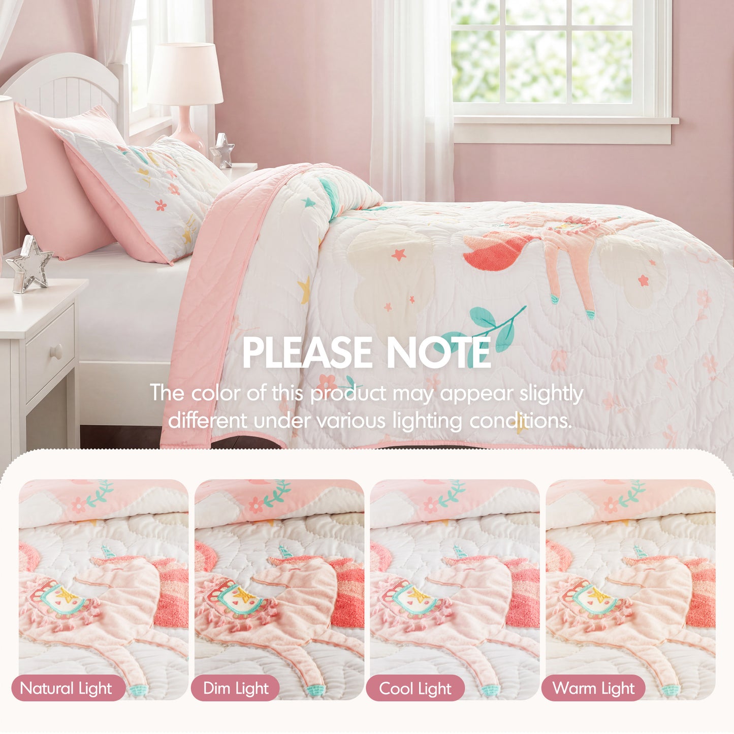 Unicorn Dream Plush Detail 3D Hand-stitched Quilt Set
