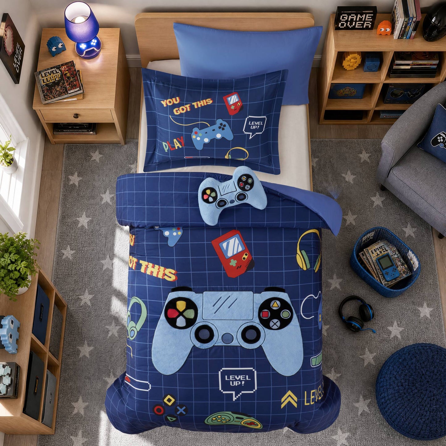 Game Controller 3D Comforter Set (with Game Controller Shaped Decorative Pillow)