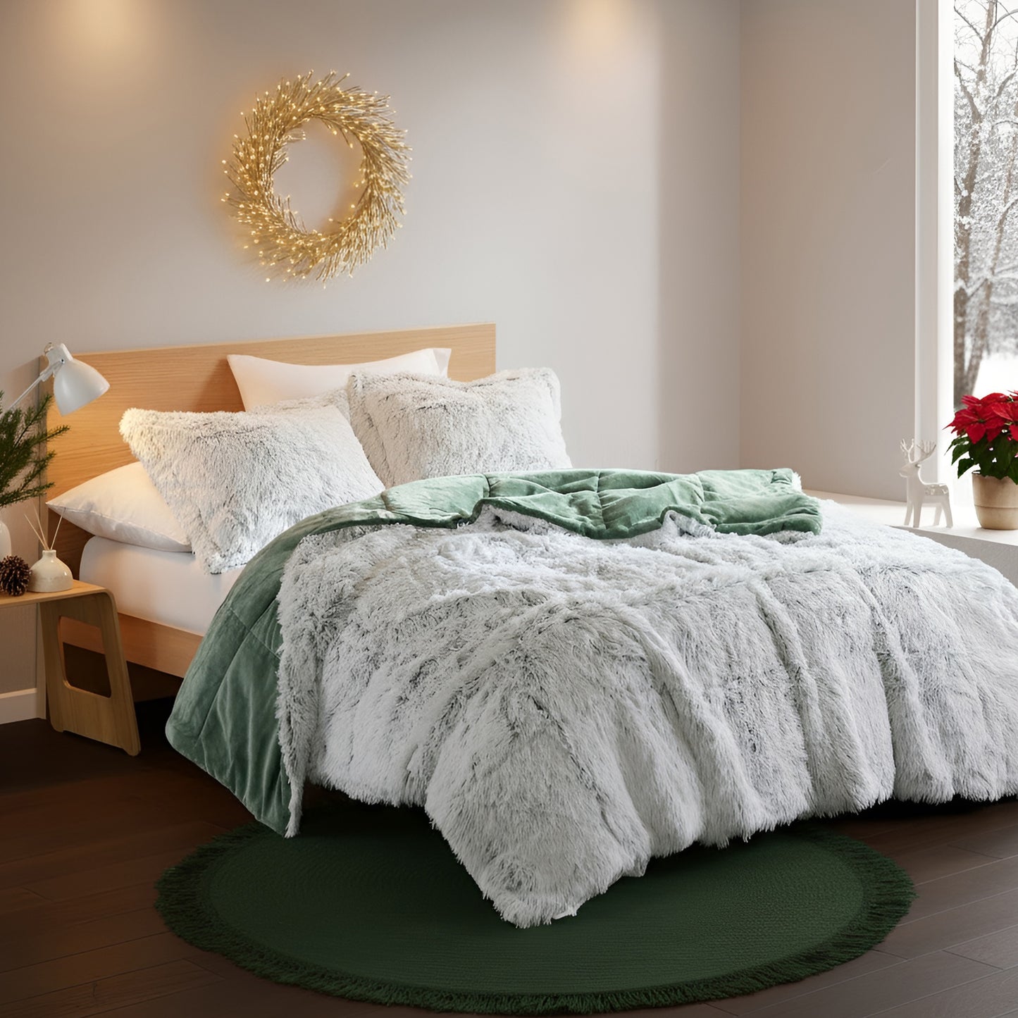 Malea Shaggy Long Fur Comforter Mini Set