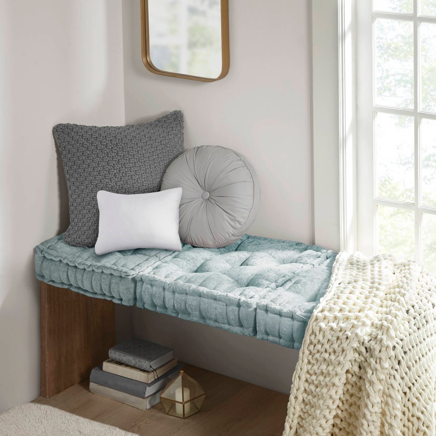 Azza Poly Chenille Square Floor Pillow Cushion