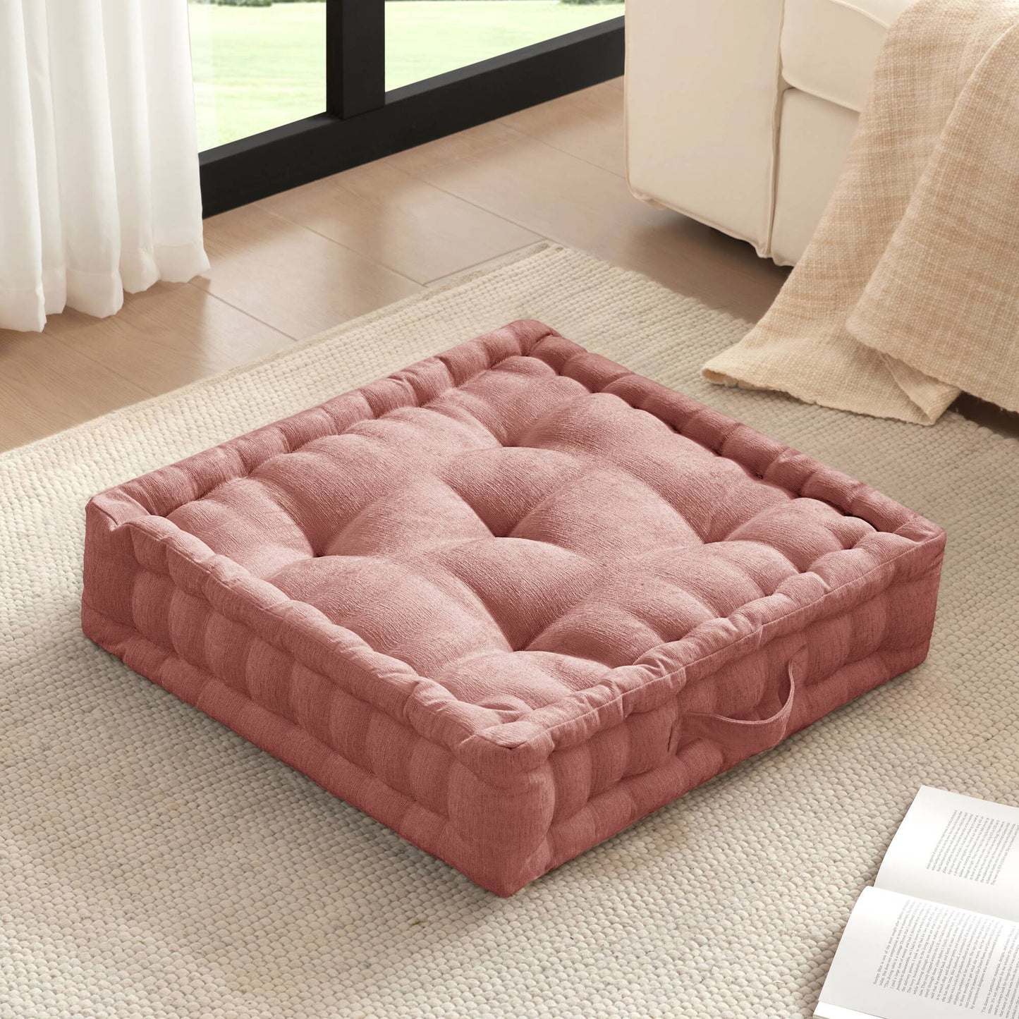 Azza Poly Chenille Square Floor Pillow Cushion