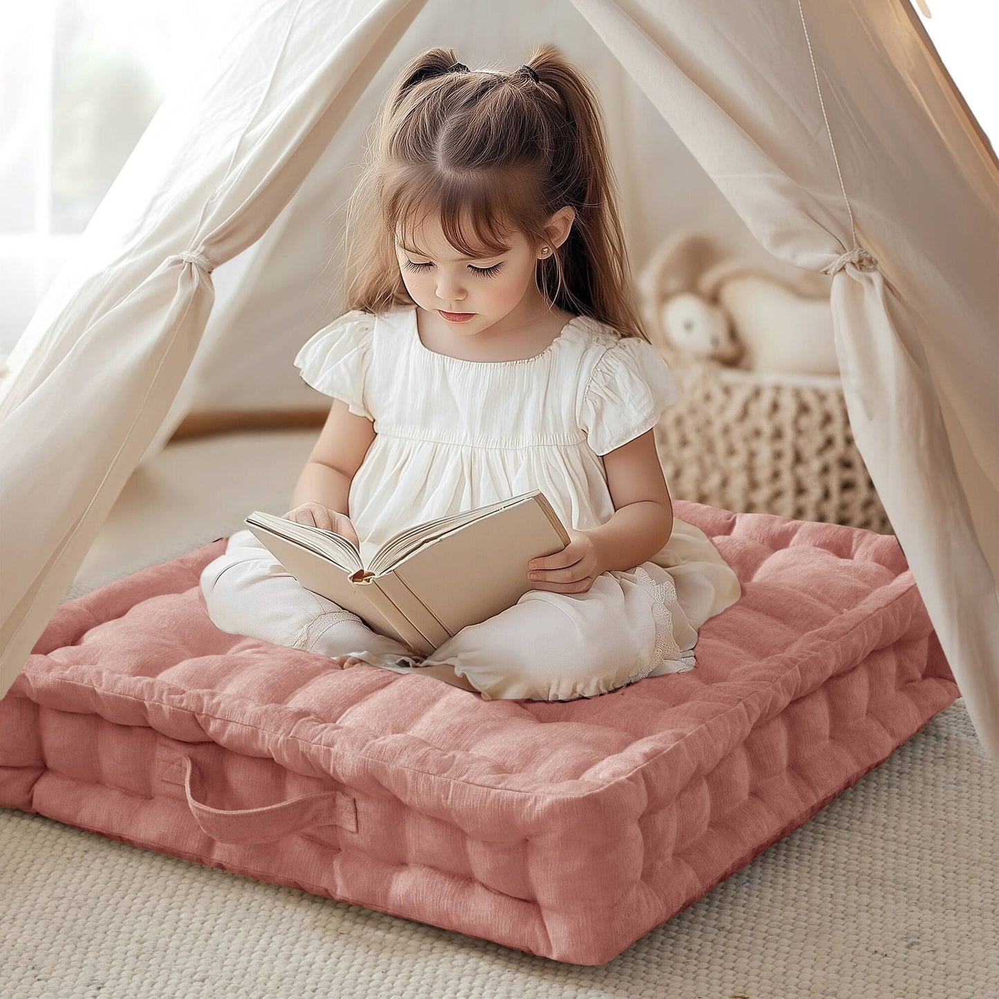Azza Poly Chenille Square Floor Pillow Cushion