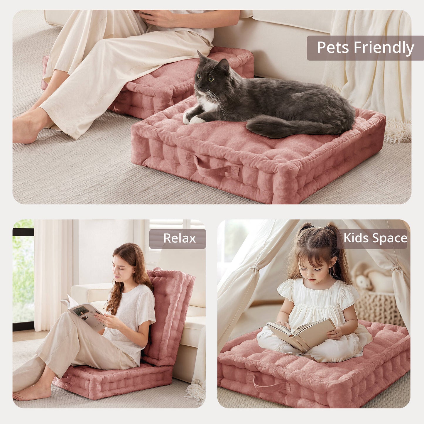 Azza Poly Chenille Square Floor Pillow Cushion