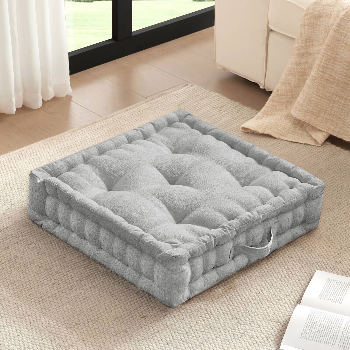 Azza Poly Chenille Square Floor Pillow Cushion