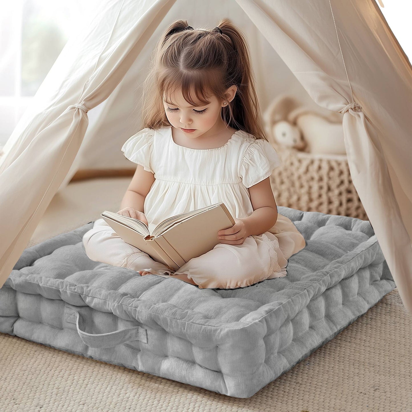 Azza Poly Chenille Square Floor Pillow Cushion